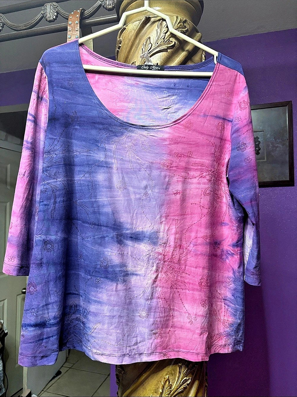 Only Mine Tie-Dye Long Sleeve Top in Purple & Pink Like New